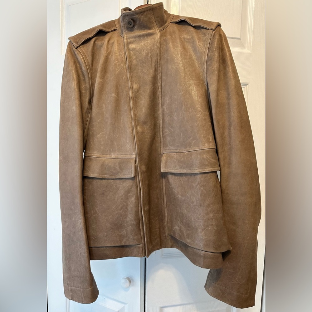 Rick Owens Men’s Leather Jacket - Grayish, Size EU 48/ US 38